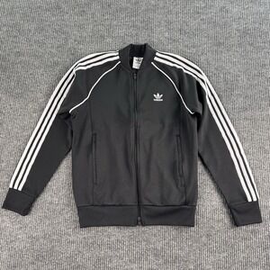 Adidas Track Jacket Mens Small Black White Originals Trefoil Firebird Zip Up